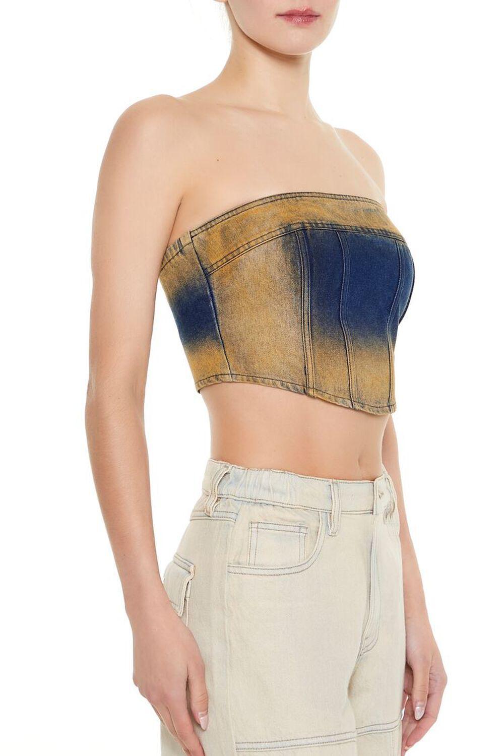 Sandblasted Denim Tube Crop Top | Forever 21 Product Image