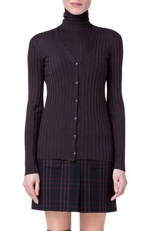 Akris Virgin Wool & Silk Rib Cardigan Product Image