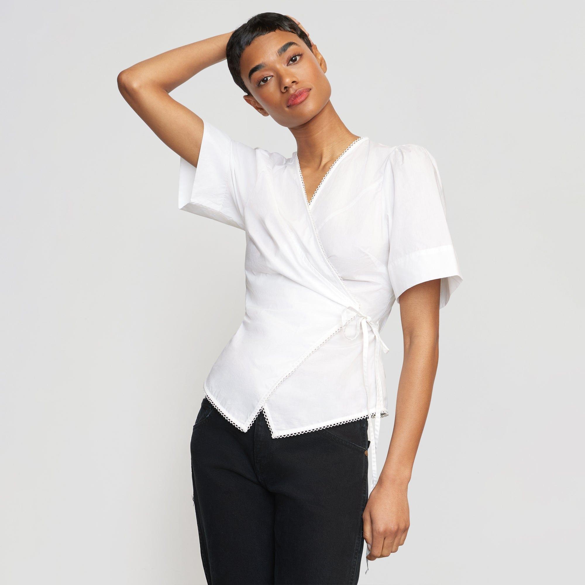 Chidi Structured Short-Sleeve Wrap Blouse Product Image