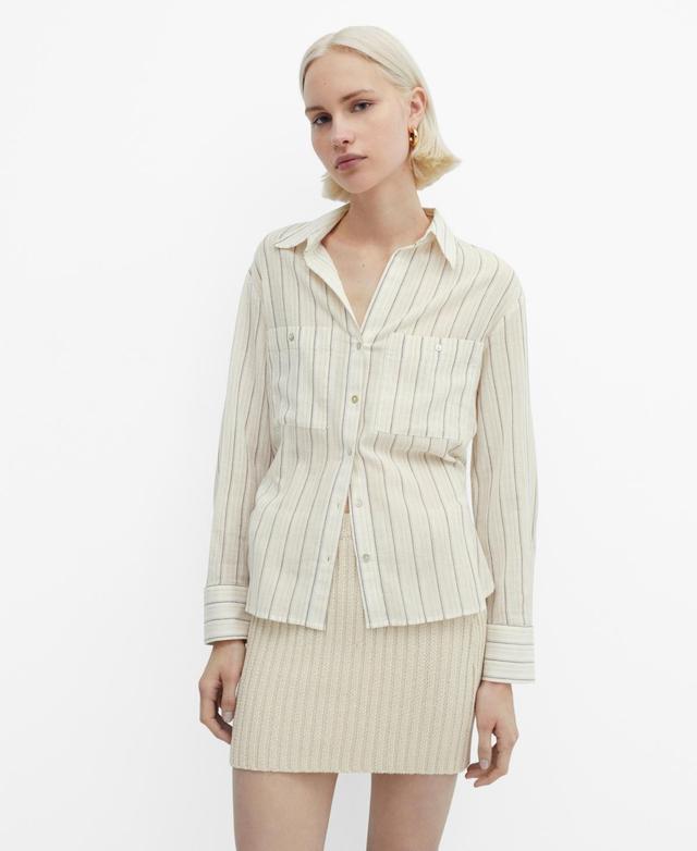 Mango Womens Pocket Striped Shirt Product Image