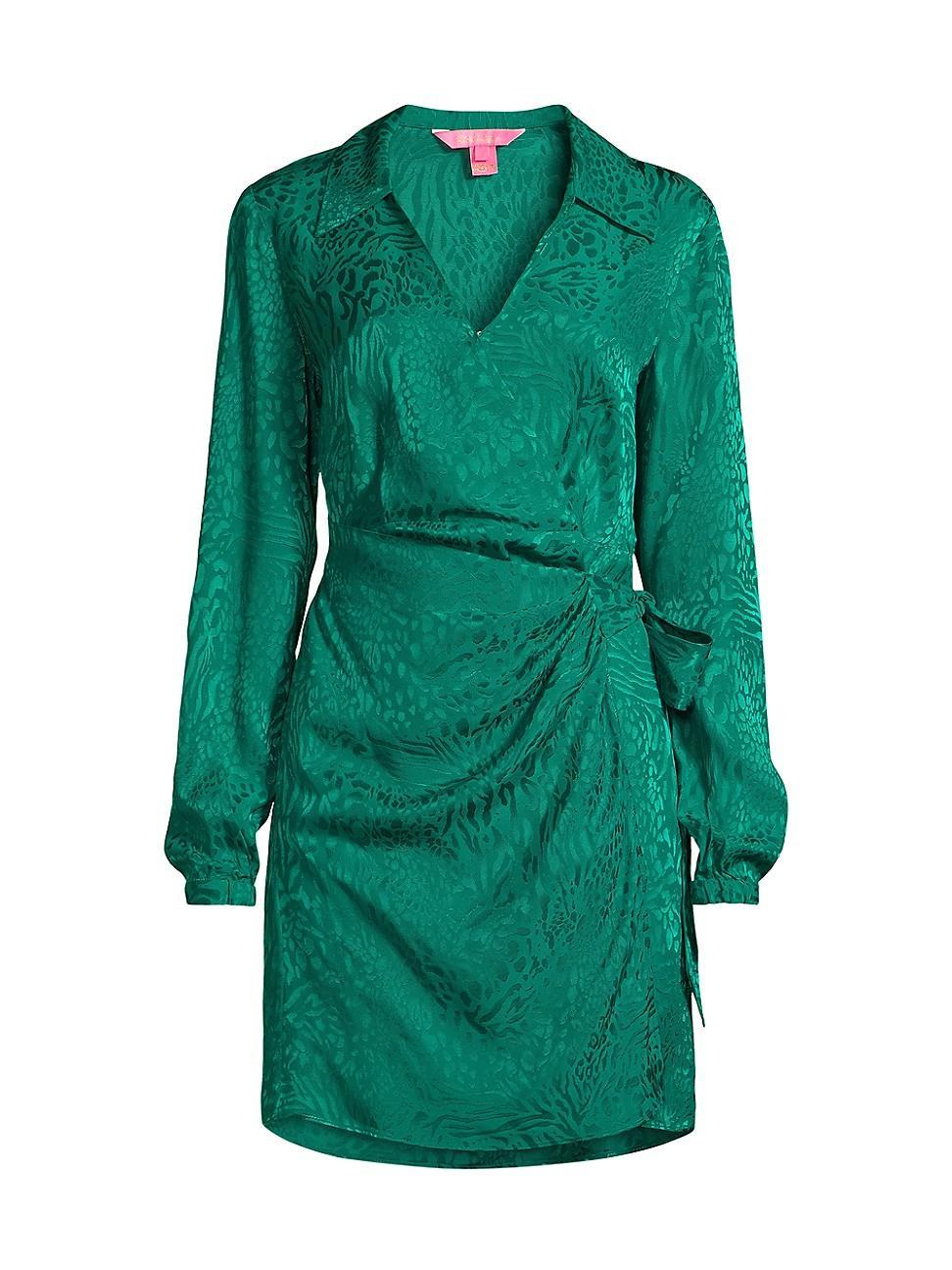 Lilly Pulitzer Nicolina Animal Jacquard Long Sleeve Wrap Dress Product Image