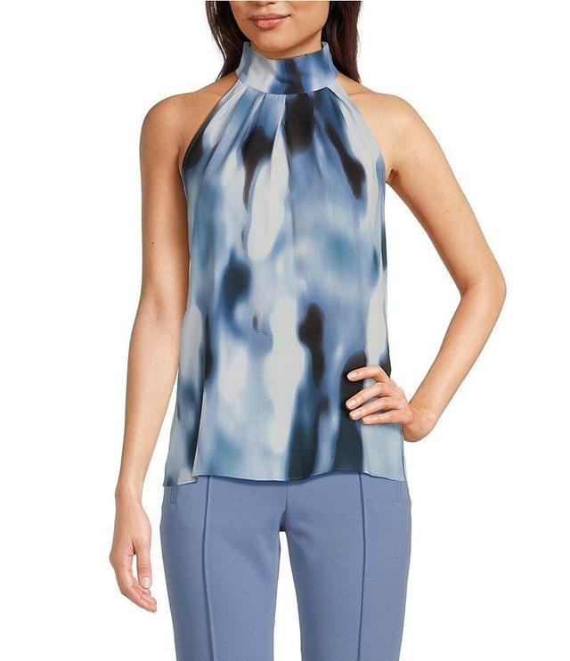 Calvin Klein Printed Halter Mock Neckline Sleeveless Top Product Image