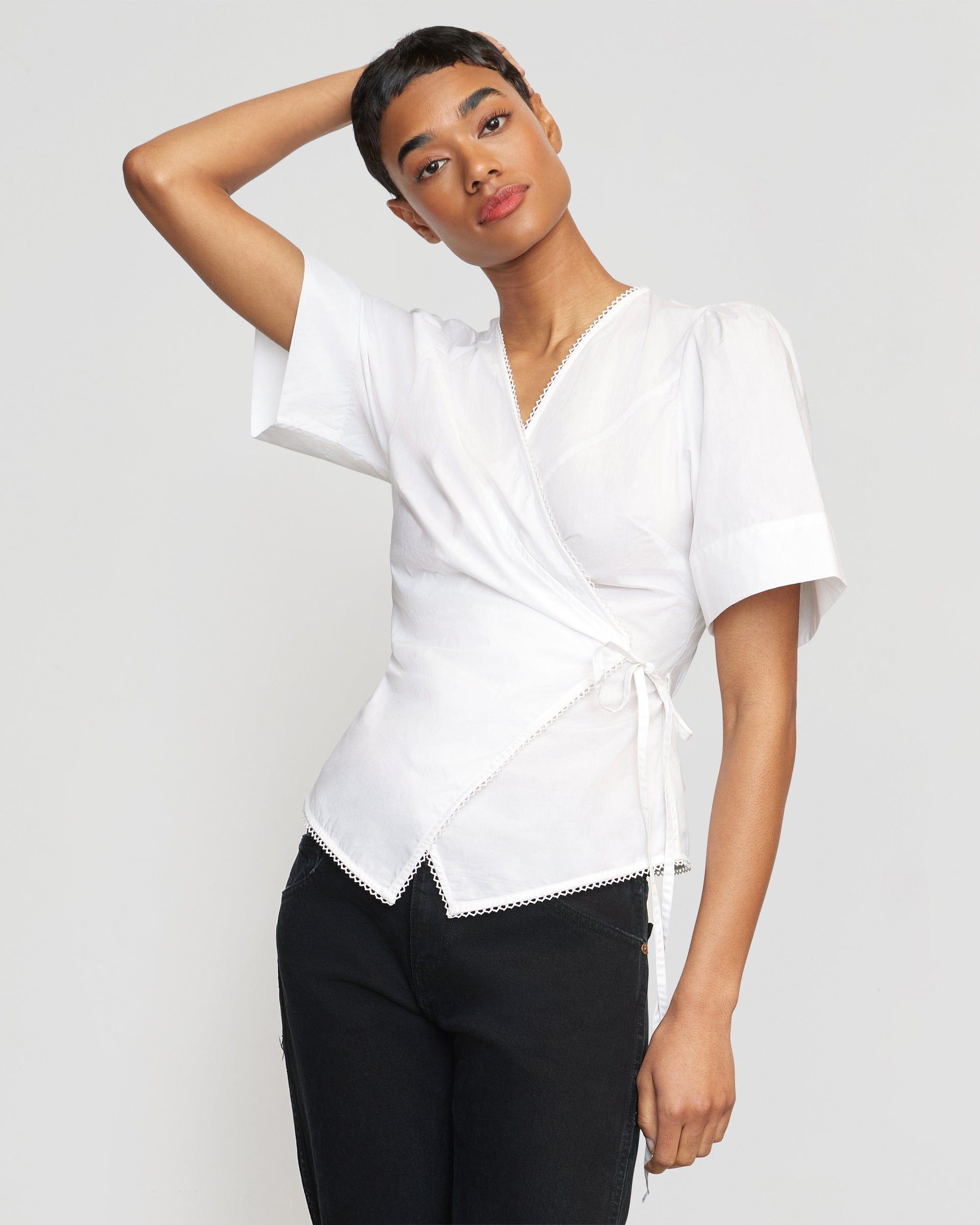 Chidi Structured Short-Sleeve Wrap Blouse Product Image