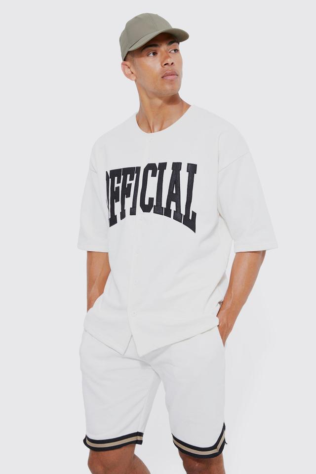 Oversized Official Baseball Polo & Short Set | boohooMAN USA Product Image