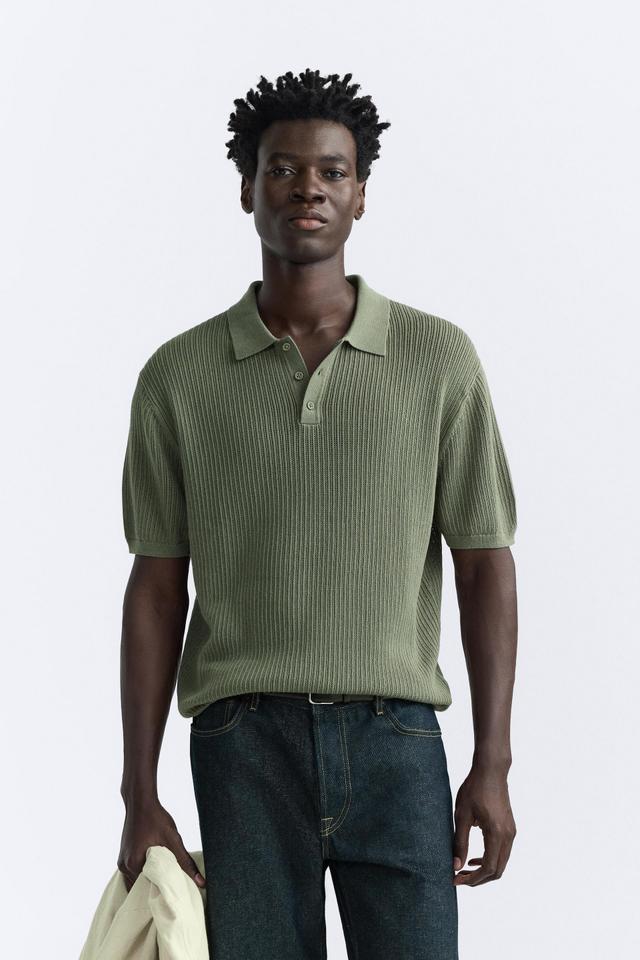 COTTON - LINEN BLEND KNIT POLO Product Image