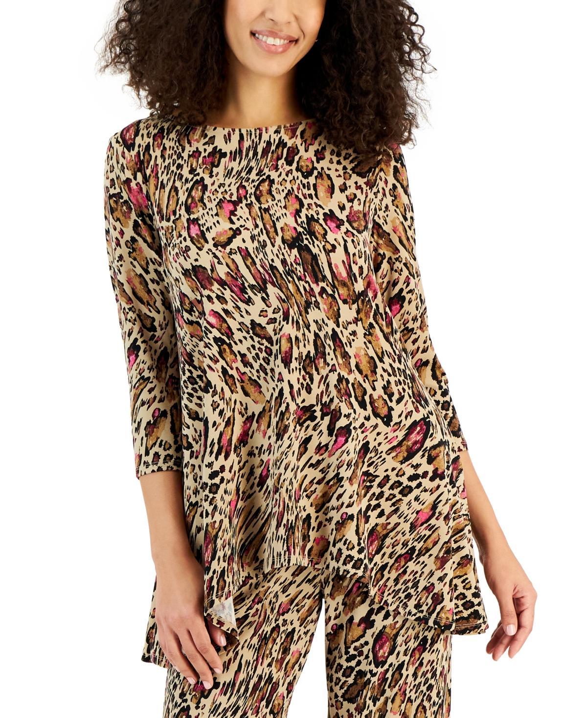 Jm Collection Womens Printed 3/4 Sleeve Knit Top, Created for Macys Product Image