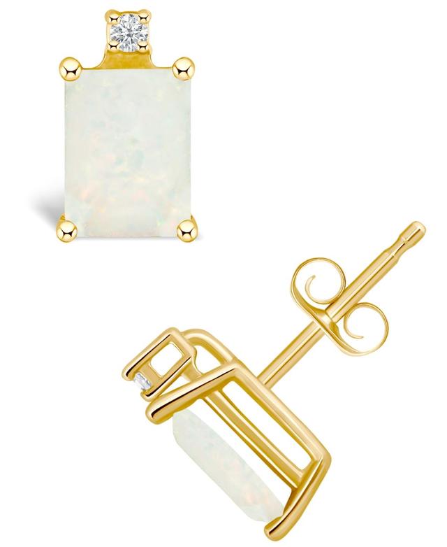 Celebration Gems 14k Gold Gemstone & Diamond Accent Stud Earrings, Womens, White Product Image