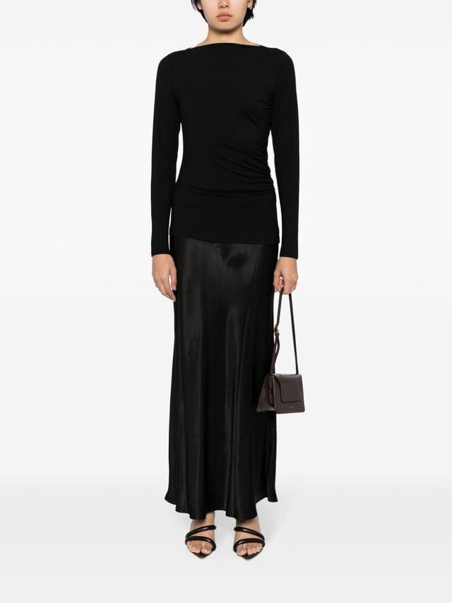 Ruched Long-sleeve Top In Black Product Image