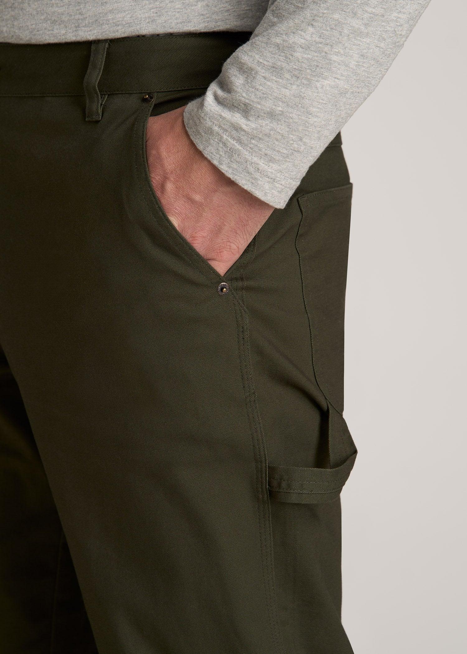 LJ&S Stretch Canvas REGULAR-FIT Carpenter's Pants for Tall Men in Thyme Green Product Image