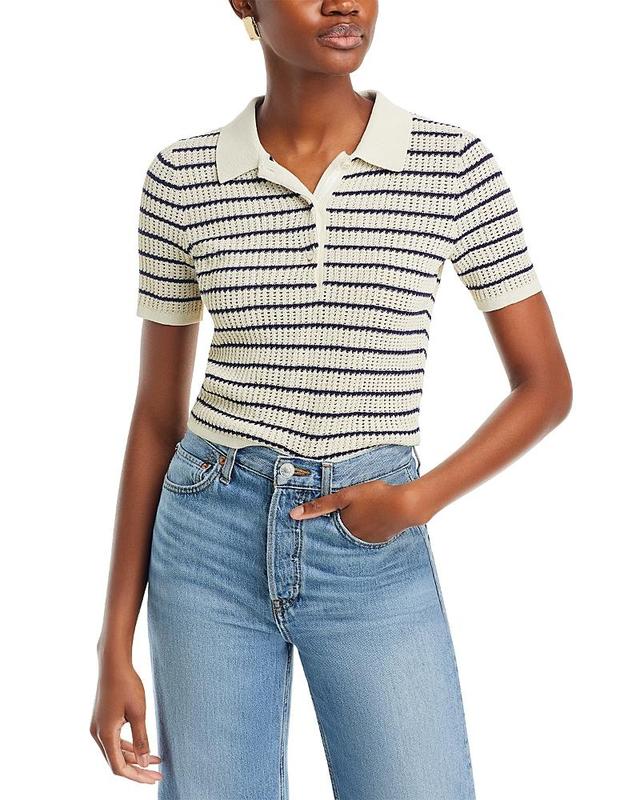 Womens Viola Stripe Crop Polo Shirt Product Image