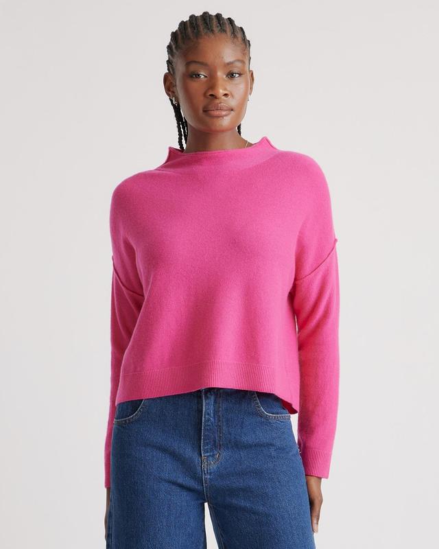 Womens Mongolian Cashmere Mock Neck Sweater in Raspberry, Size XL by Quince Product Image