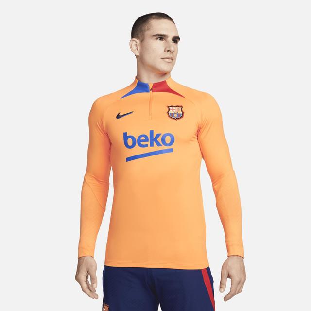 Mens Nike Orange Barcelona Strike Drill Raglan Quarter-Zip Long Sleeve Top Product Image