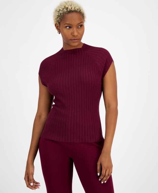 Bar Iii Womens Mock-Neck Rib-Knit Raglan-Sleeve Top, Created for Macys Product Image