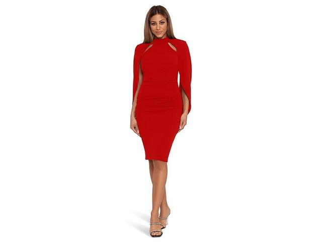 Betsy & Adam Short Scuba Drape Dress with Cutouts Women's Dress Product Image