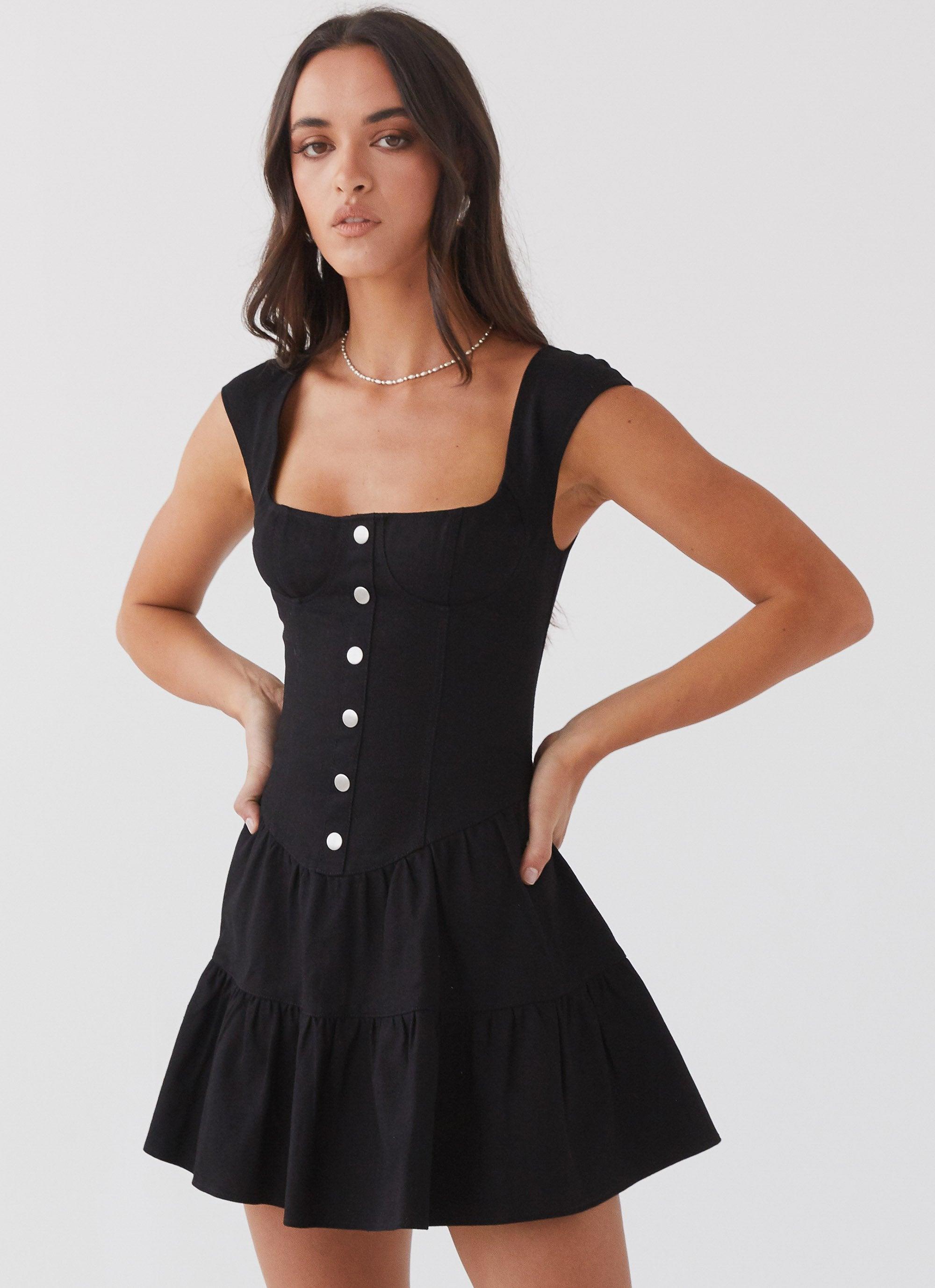 Isabella Denim Bustier Dress - Black Product Image