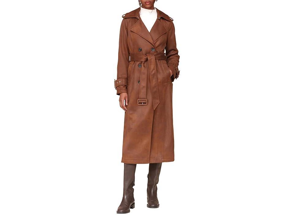 Avec Les Filles Faux Suede Belted Trench Coat (Espresso) Women's Coat Product Image