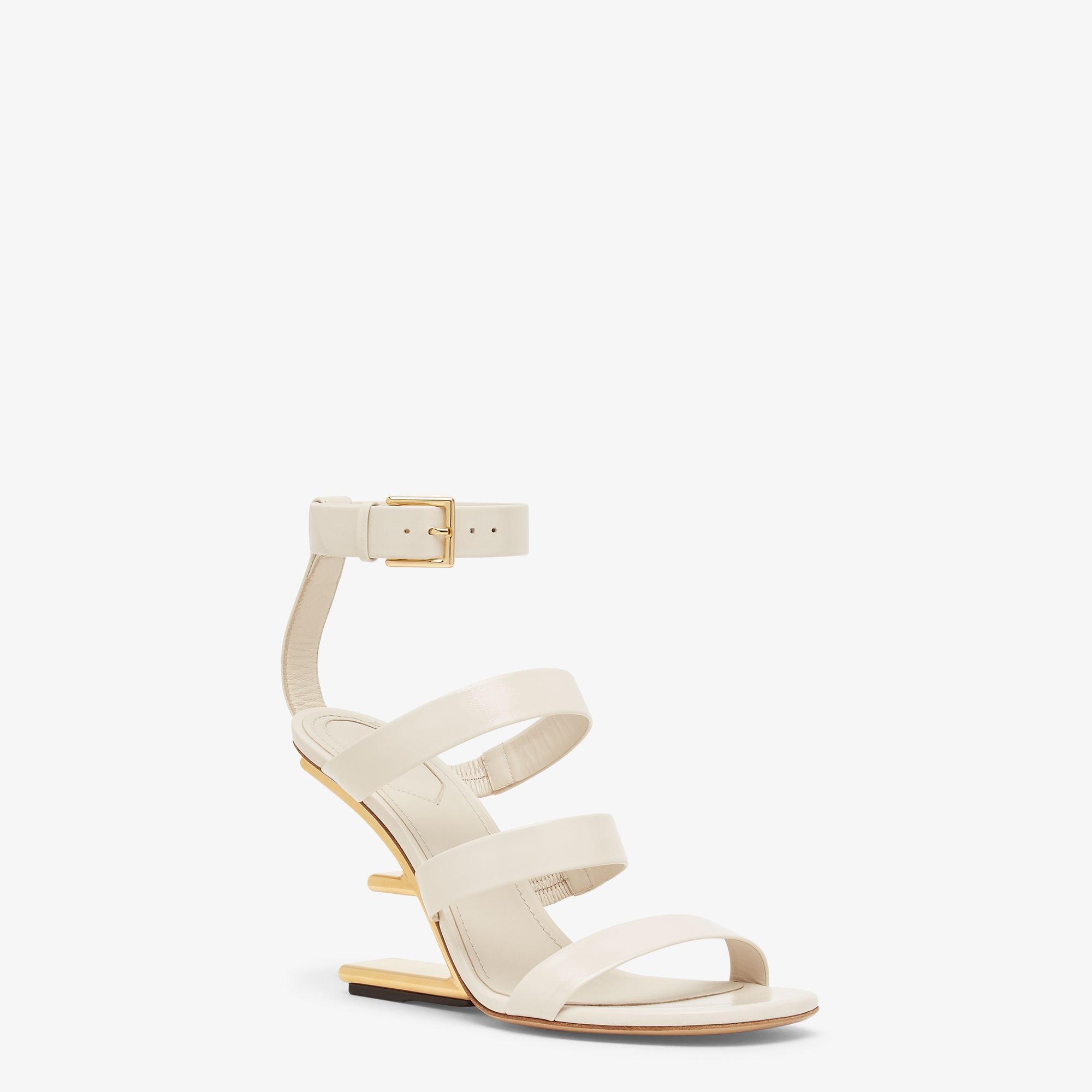 Fendi FirstWhite leather high-heeled sandals Product Image