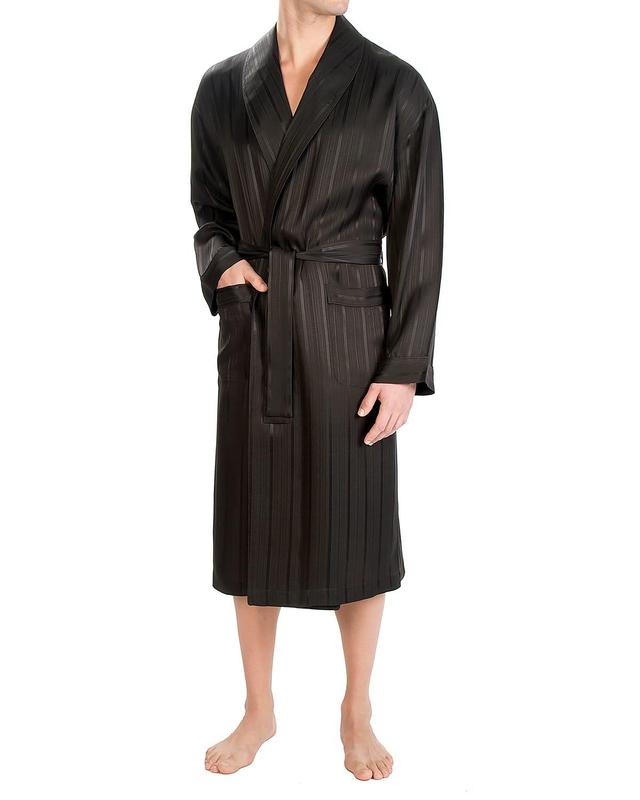 Mens Herringbone Stripe Silk Shawl Robe Product Image