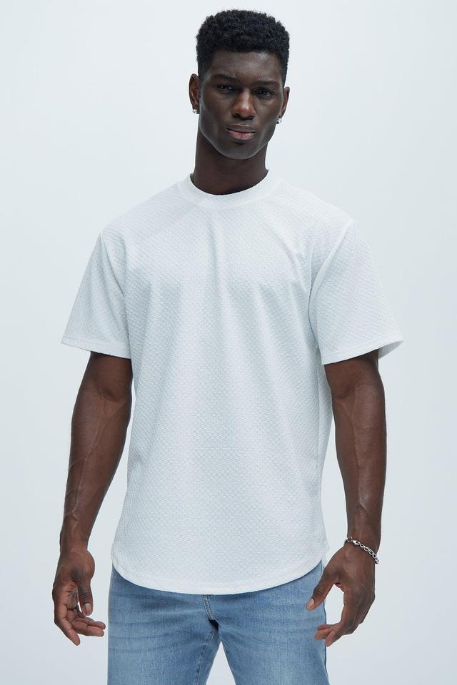 Croydon Textured Knit All Scallop Short Sleeve Tee - White Product Image