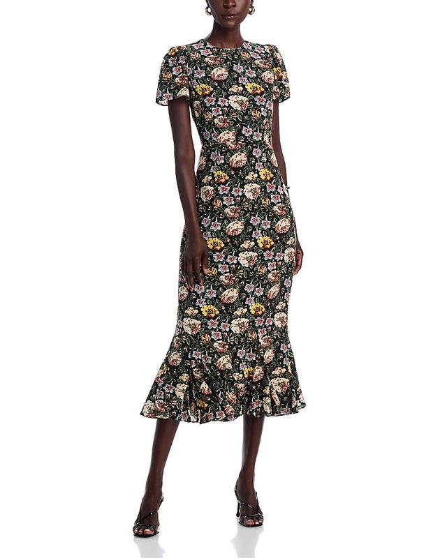 Womens Lulani Floral Ruffled Midi-Dress Product Image