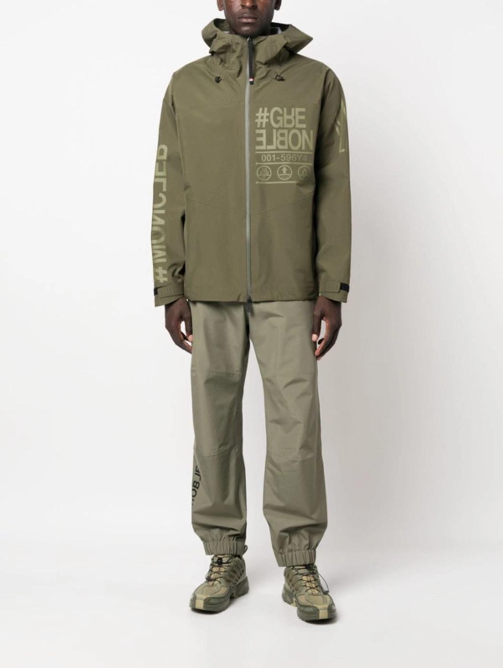 MONCLER Fel Logo-print Hooded Jacket In Khaki Product Image