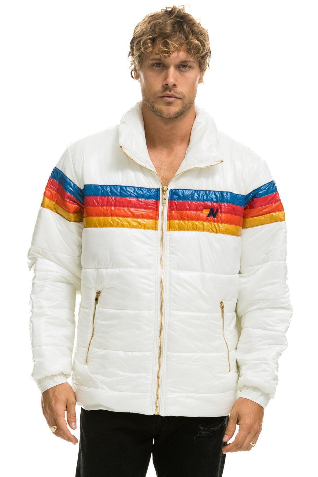 4 STRIPE LUXE TRAVELER JACKET - GLOSSY WHITE Male Product Image