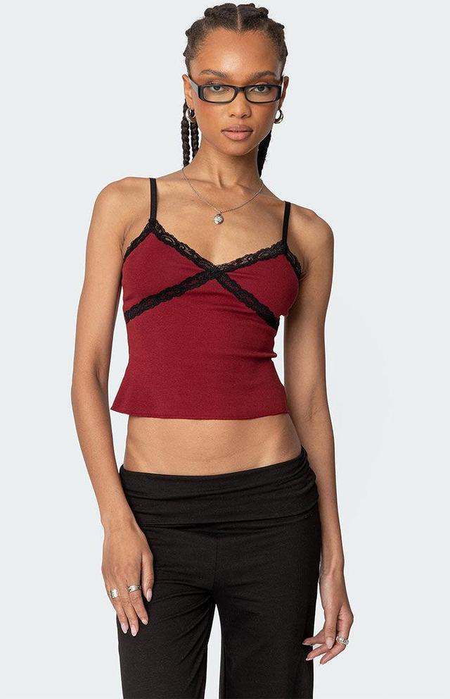 Edikted Women's Llena Lace Trim Tank Top Product Image