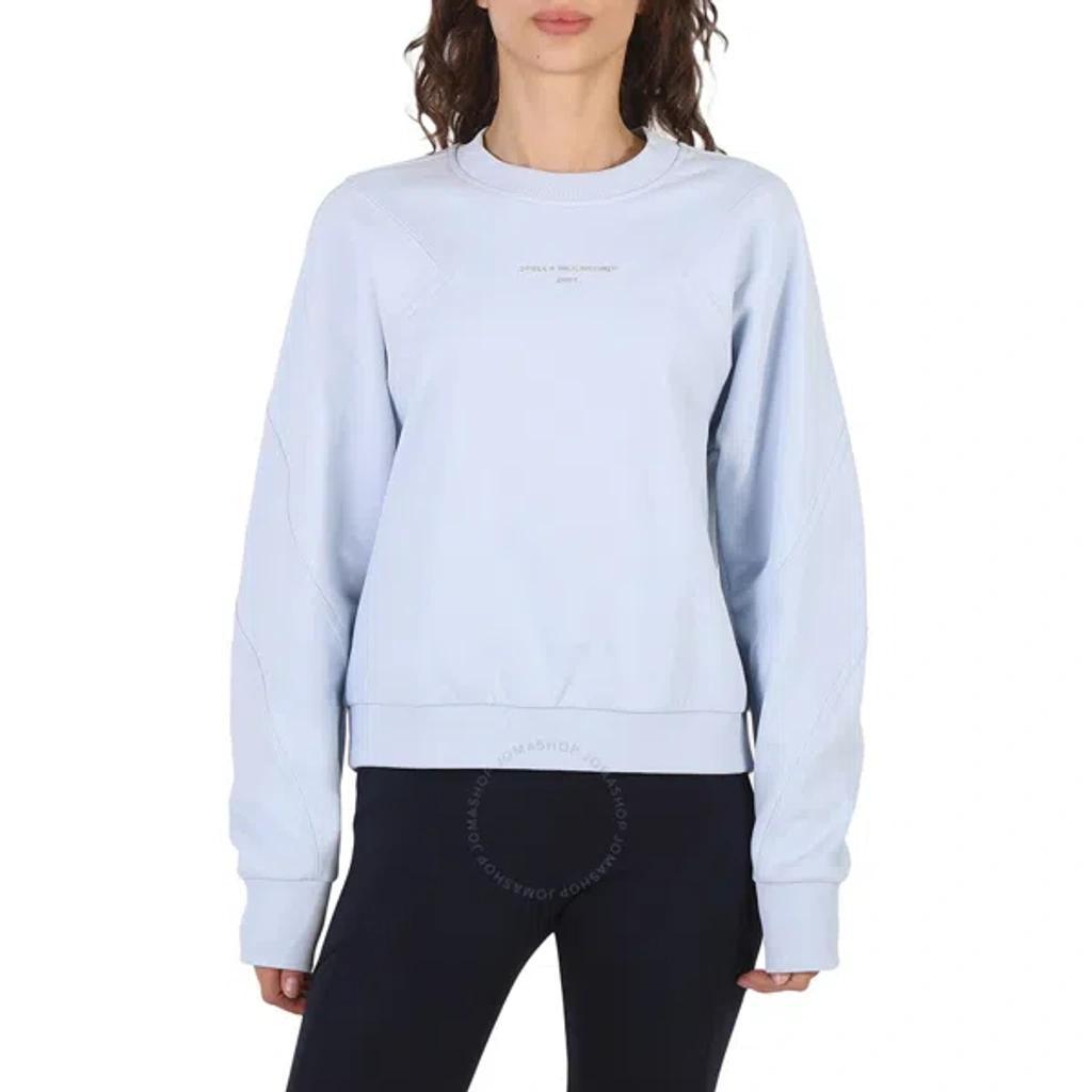 Ladies Logo Print Cotton Sweatshirt In Blue Product Image