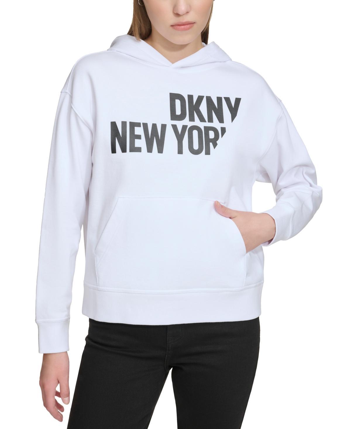 Dkny Jeans Womens Sliced Logo Print Cotton Hoodie Product Image