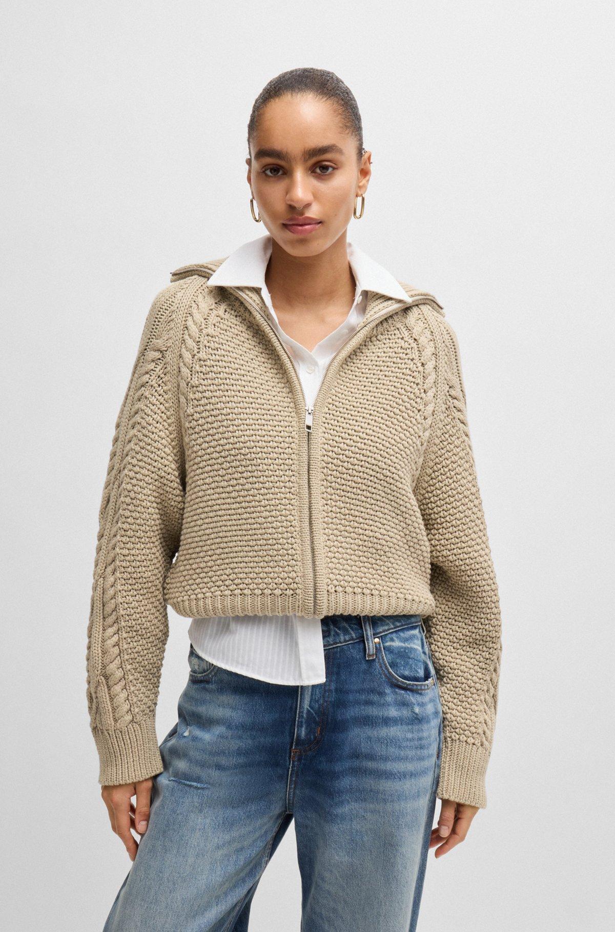 Structured cardigan in mercerized cotton and wool product image