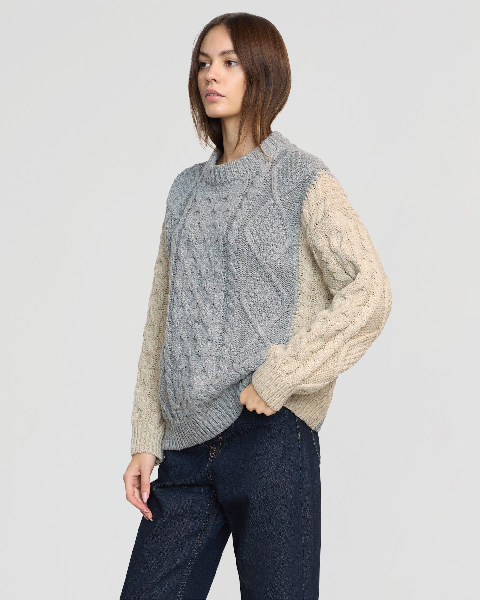 Dassie Oversized Color-Block Cable Sweater Product Image