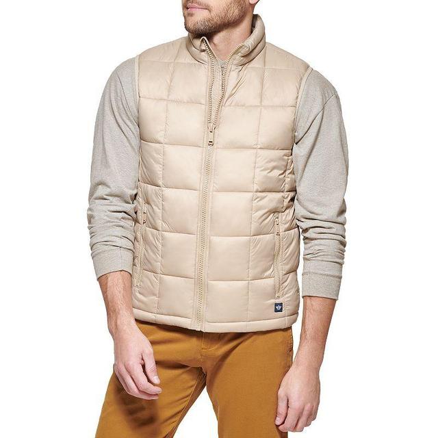 Mens Dockers Box Quilted Vest Beig Green Product Image