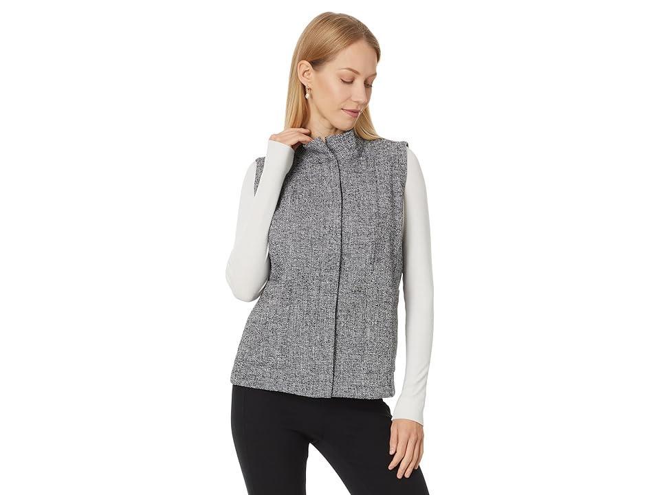 Eileen Fisher Stand Collar Vest White) Women's Clothing Product Image