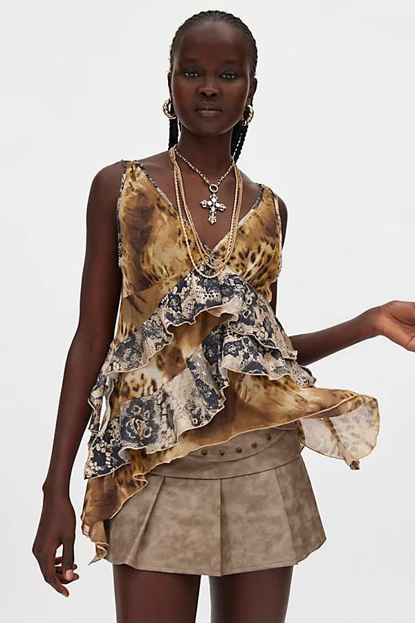 Ecote Debbie Asymmetric Tiered Ruffle Tunic Tank Top Womens at Urban Outfitters product image