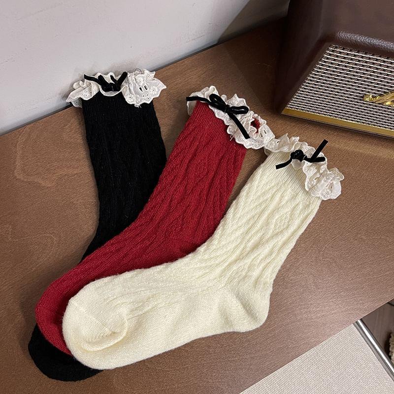 Bow Lace Trim Socks Product Image