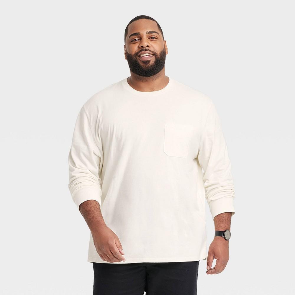 Mens Big & Tall Standard Fit Long Sleeve Crewneck T-Shirt - Goodfellow & Co White 5XLT Product Image