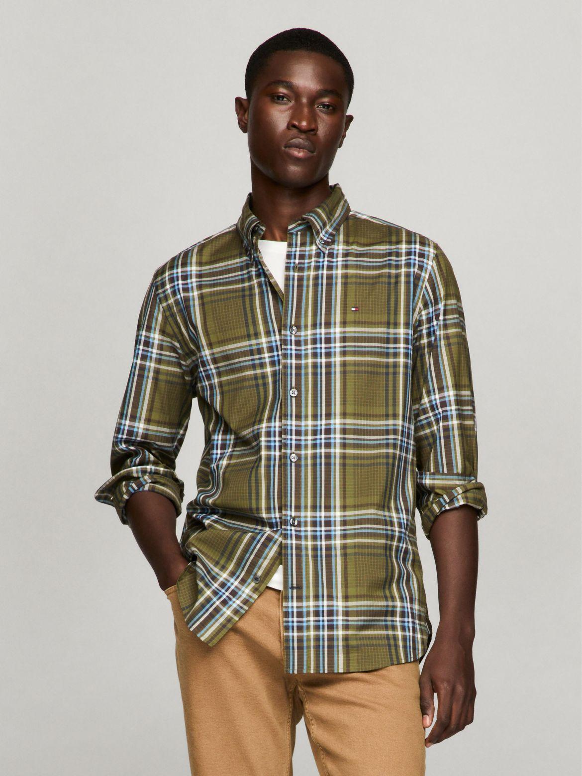 Tommy Hilfiger Men's THFlex Plaid Regular Fit Poplin Shirt Product Image