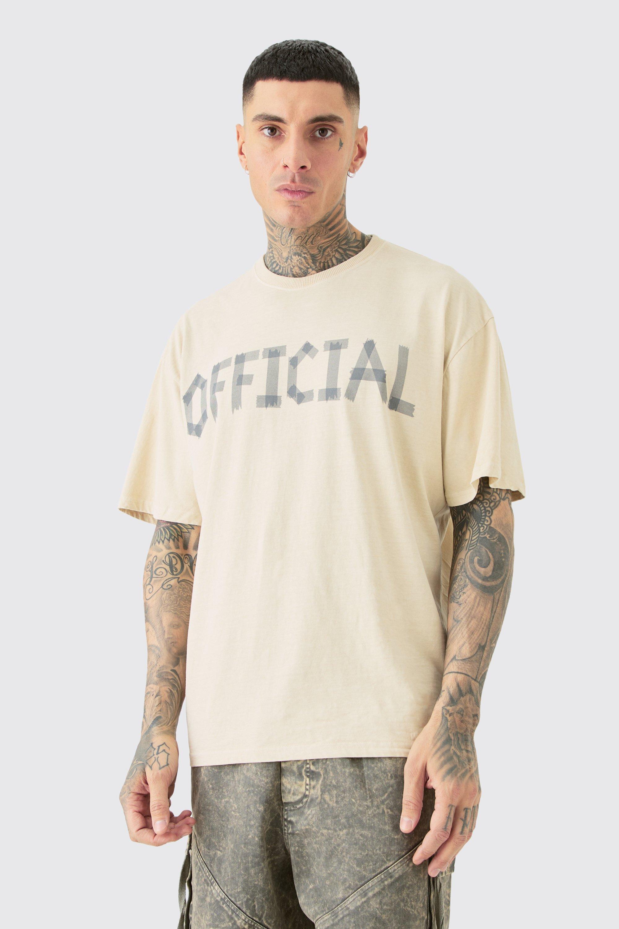 Tall Oversized Overdye Official Print T-shirt | boohooMAN USA Product Image