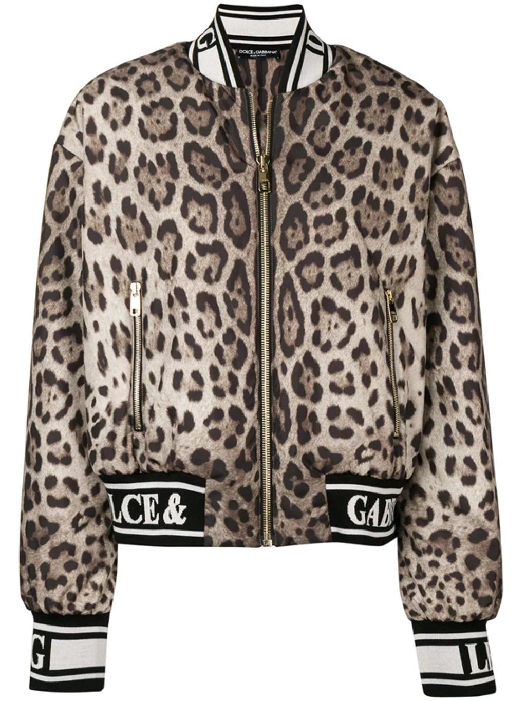 Leopard-print Sequined Woven Bomber Jacket In Leopard Print Product Image