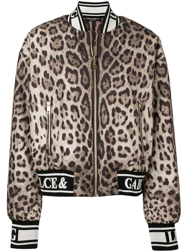 Leopard-print Sequined Woven Bomber Jacket In Leopard Print Product Image