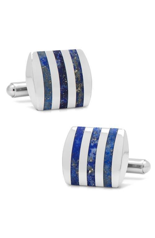 Stainless Steel Striped Lapis Cufflinks Product Image