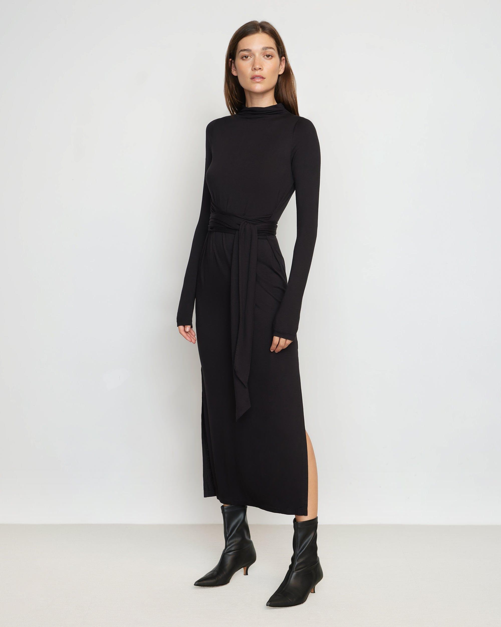 Vero Tie-Front Long-Sleeve Dress Product Image