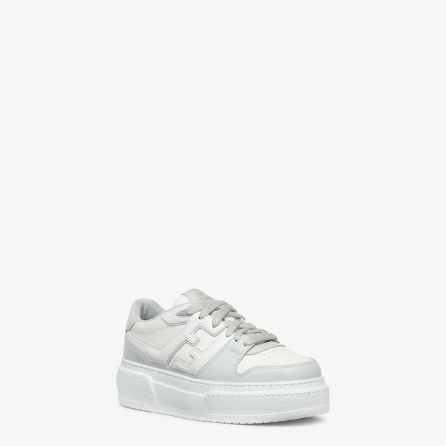 Fendi MatchGray leather platform low-tops Product Image