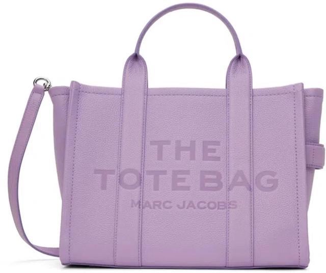 MARC JACOBS パープル The Leather Medium トートバッグ In 545 Wisteria Product Image