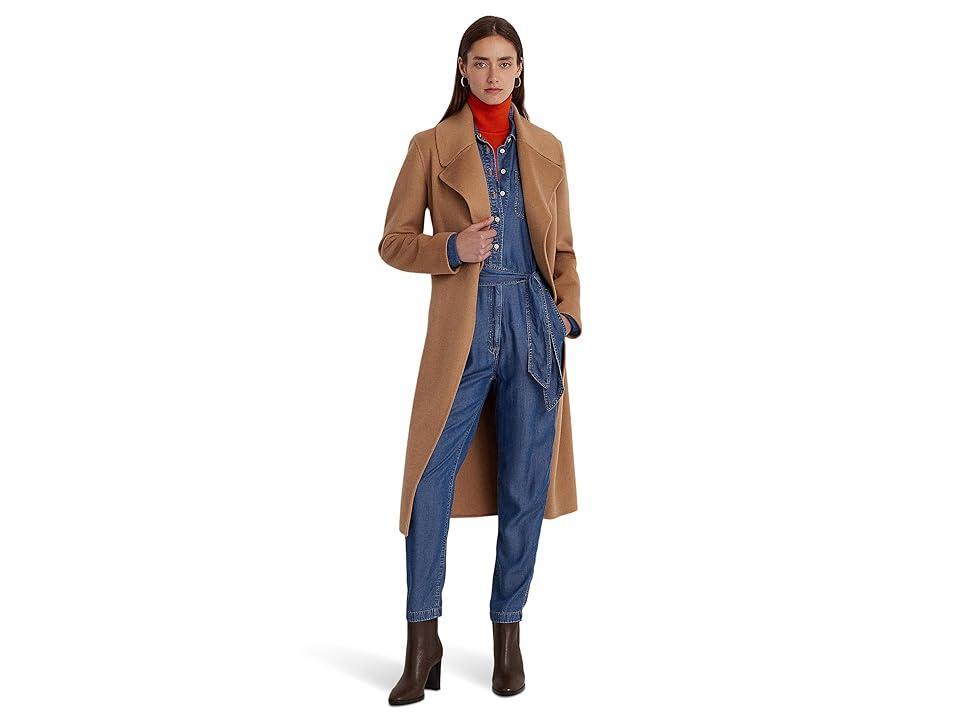 LAUREN Ralph Lauren Belted Wool-Blend Wrap Coat (Classic Camel) Women's Vest Product Image