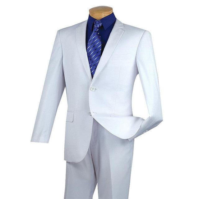 Slim Fit Men's Suit 2 Piece 2 Button in White Male Product Image