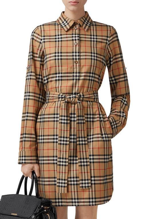 burberry Kari Archive Check Long Sleeve Cotton Shirtdress Product Image