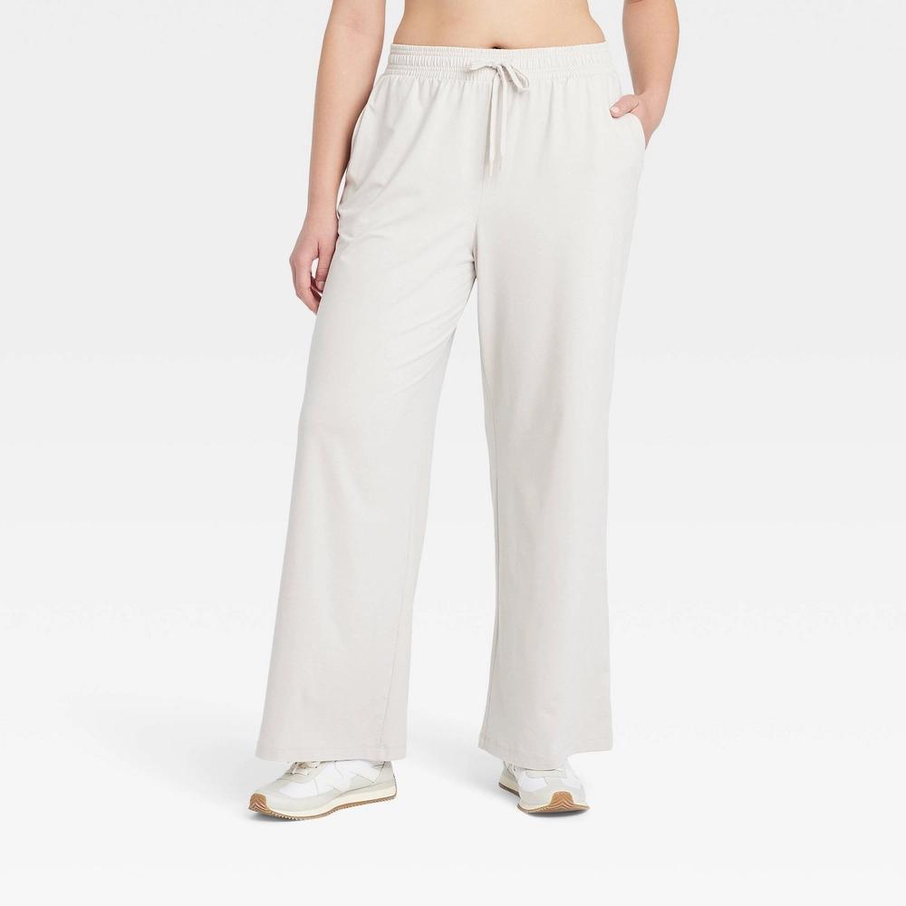 Women's Soft Stretch High-Rise Wide Leg Pants - All In Motion™ Heathered Gray M Product Image