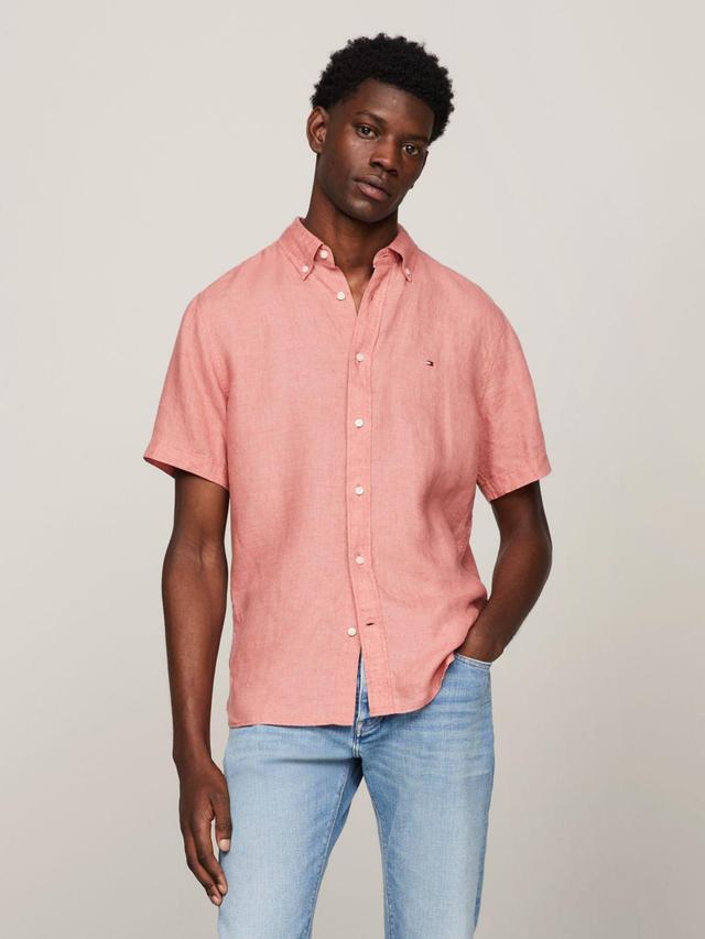 Tommy Hilfiger Men's Regular Fit Linen Short-Sleeve Shirt Product Image