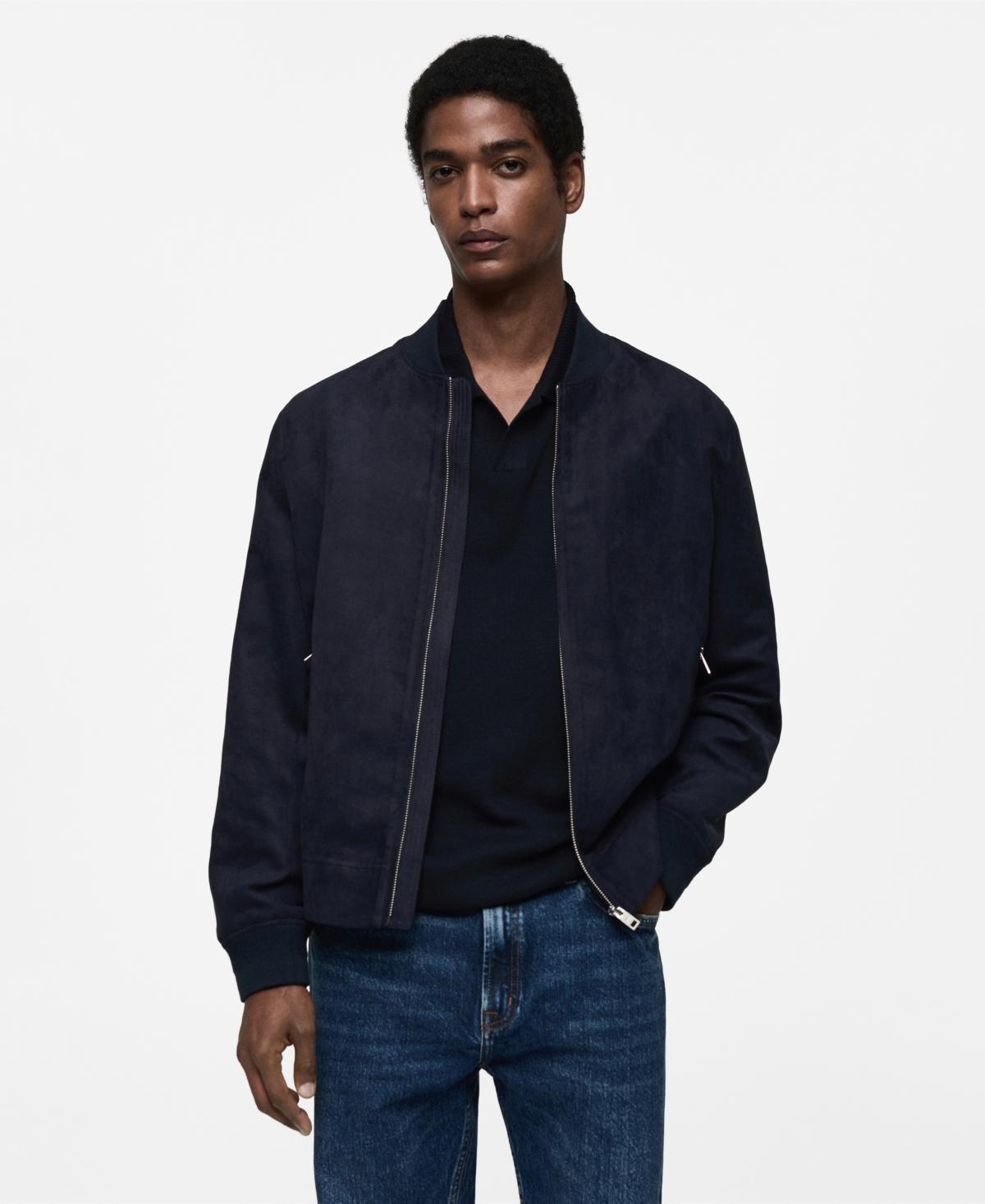 MANGO MAN - Suede-effect bomber jacket dark navyMen Product Image